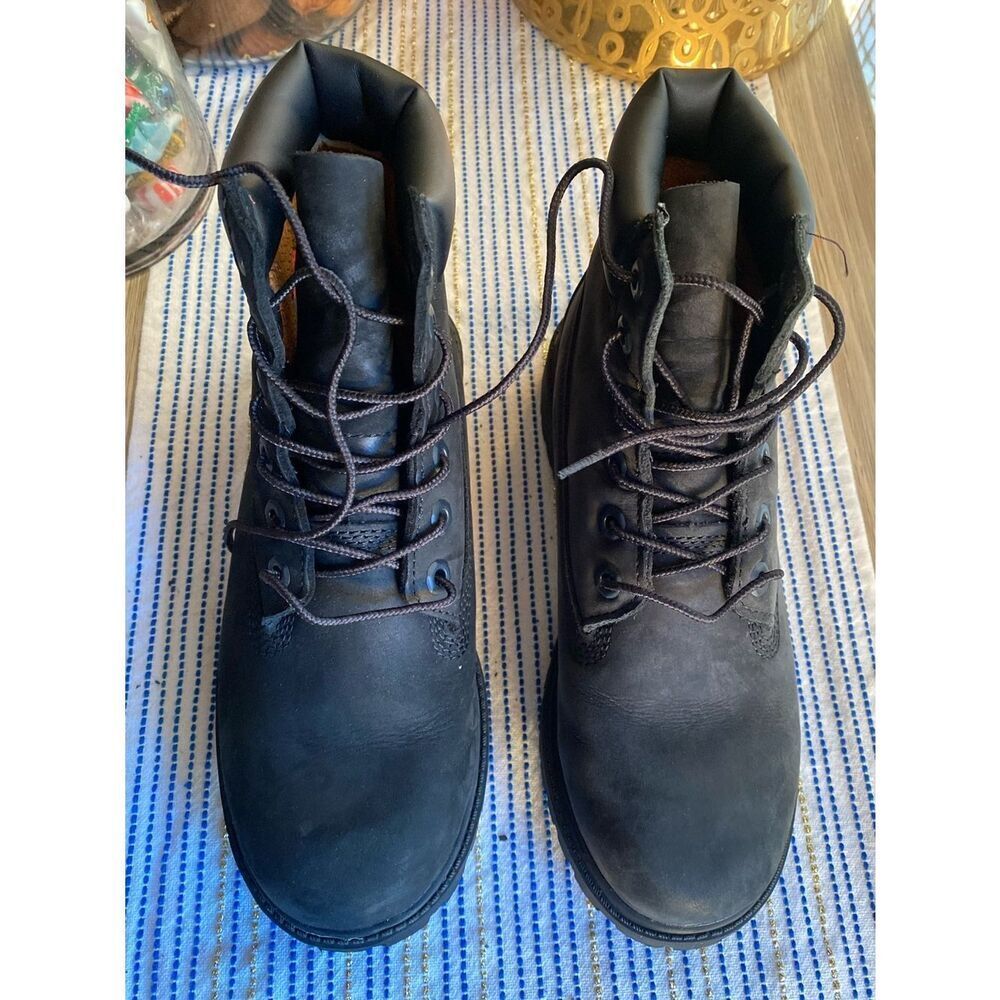 Timberland Junior's Size 5 EU 37.5 6” Premium Black Suede Work Boots NEW
